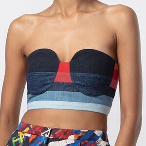 NWT SAAKSHA & KINNI Blue Denim Bustier